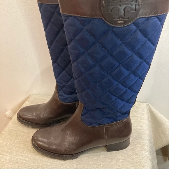TORY BURCH  Sz 7 Rosalie Equestrian Style Quilted & Leather Riding Vibe Boots - Picture 6 of 12